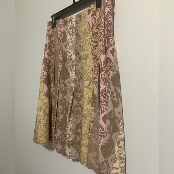 Sigrid Olsen Linen Blend Y2K beautiful color hues Boho Midi Swing Skirt Size 10 - Picture 2 of 9